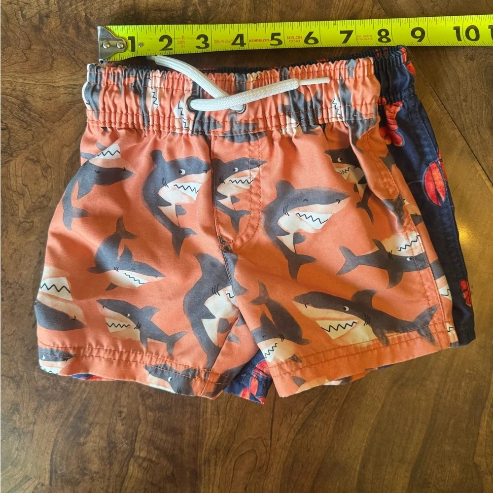 Carter's Just One You Boys Gray Shark (12m) and Red Lobster (18m) Swimwear Sets